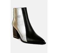Stemon Three Tone Block Heel Boots