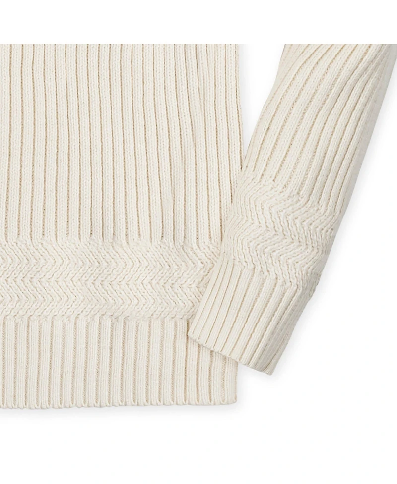 Hope & Henry Baby Boys Long Sleeve Herringbone Detail Crew Neck Pullover Sweater