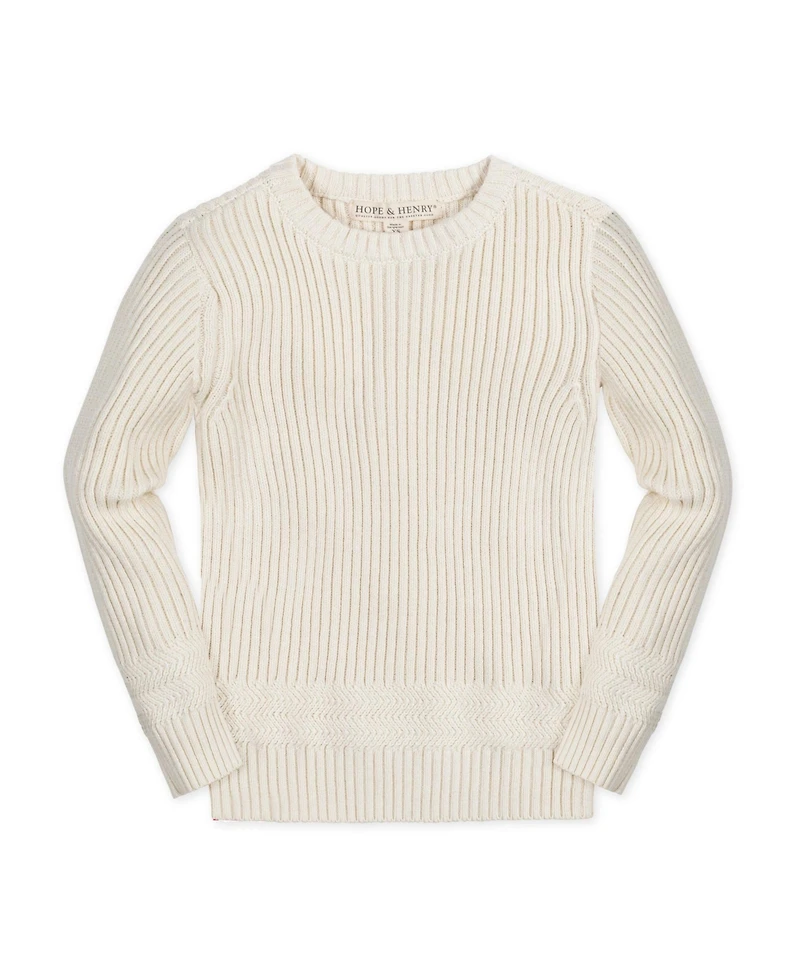 Hope & Henry Baby Boys Long Sleeve Herringbone Detail Crew Neck Pullover Sweater