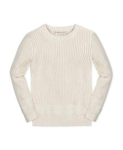 Hope & Henry Baby Boys Long Sleeve Herringbone Detail Crew Neck Pullover Sweater
