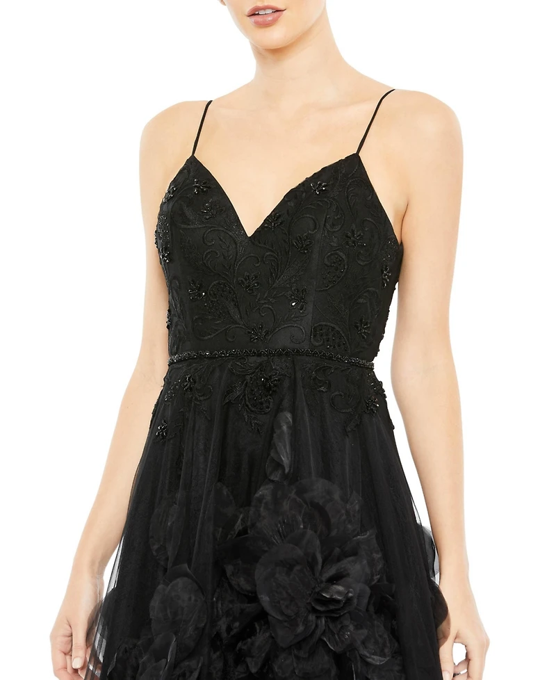 Mac Duggal Women's Embellished Floral High Low Sleeveless Gown