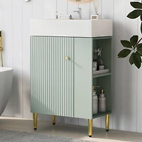Streamdale Green Vanity Cabinet with Sink, Right-Side Storage
