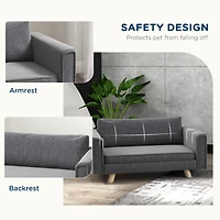 Streamdale Furniture Raised Dog Sofa, Elevated Pet Sofa for Small and Medium Dogs with Removable Seat and Back Cushions, Anti-Slip Pads, Gray