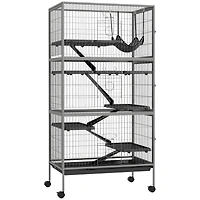 63" 6-Tier Small Animal Cage, Ferret Cage, Large Chinchilla Cage with Hammock Accessory & Heavy-Duty Steel Wire, Small Animal Habitat with 6 Door