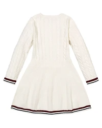 Hope & Henry Little Girls Organic Long Sleeve Schoolgirl Cable Sweater Dress