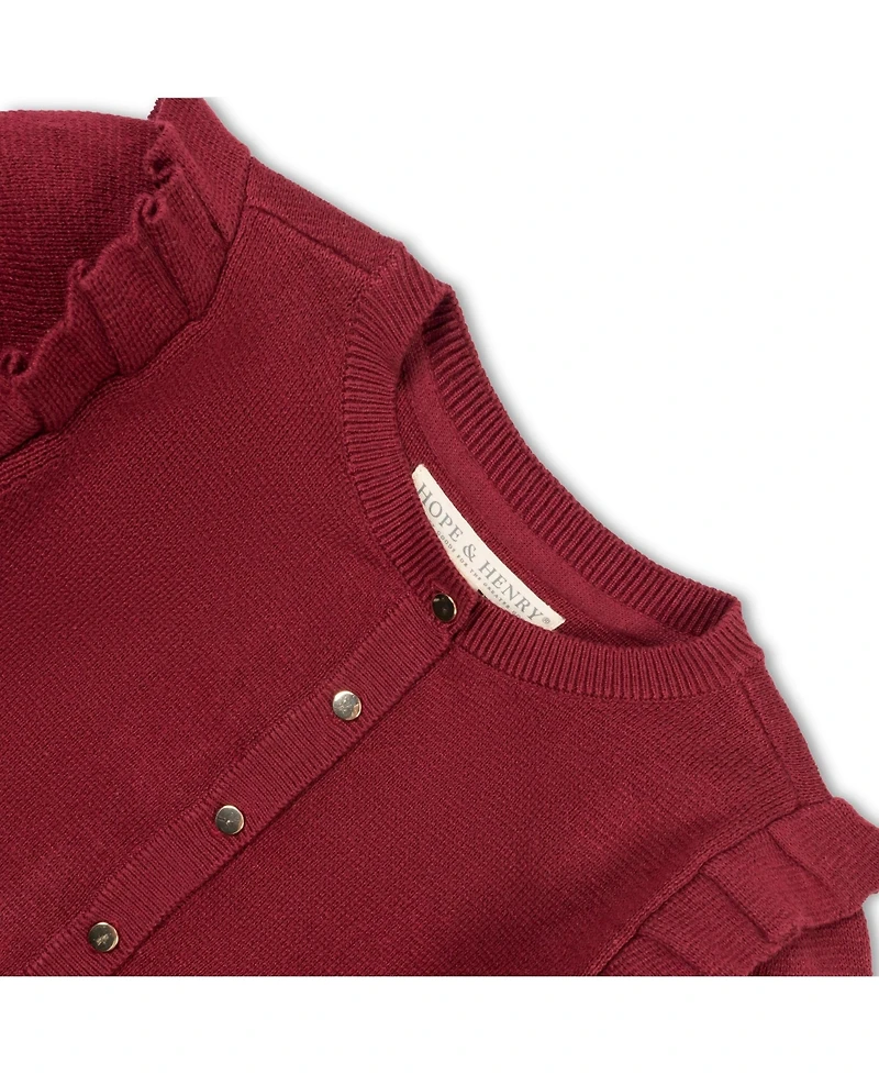 Hope & Henry Baby Girls Milano Ruffle Shoulder Cardigan