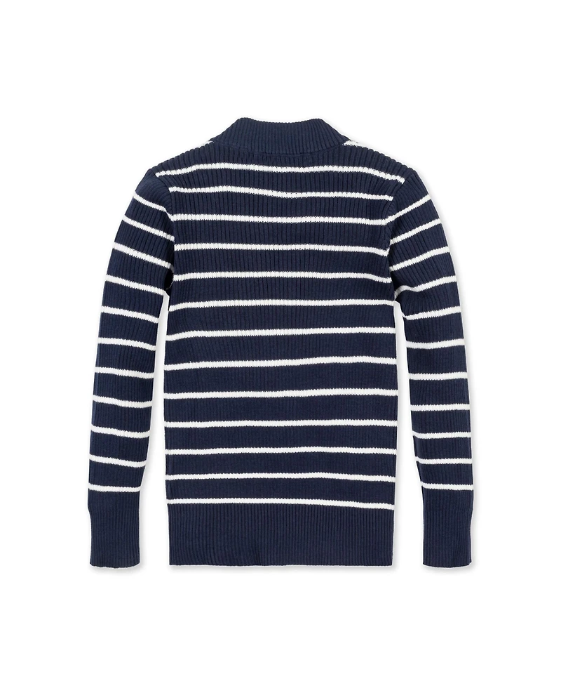 Hope & Henry Baby Girls Organic Long Sleeve Mock Neck Sweater with Gold Buttons