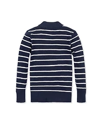 Hope & Henry Baby Girls Organic Long Sleeve Mock Neck Sweater with Gold Buttons