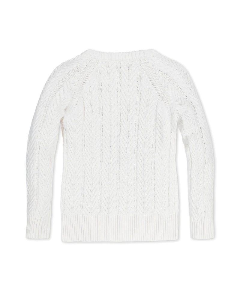 Hope & Henry Baby Girls Long Sleeve Raglan Cable Sweater