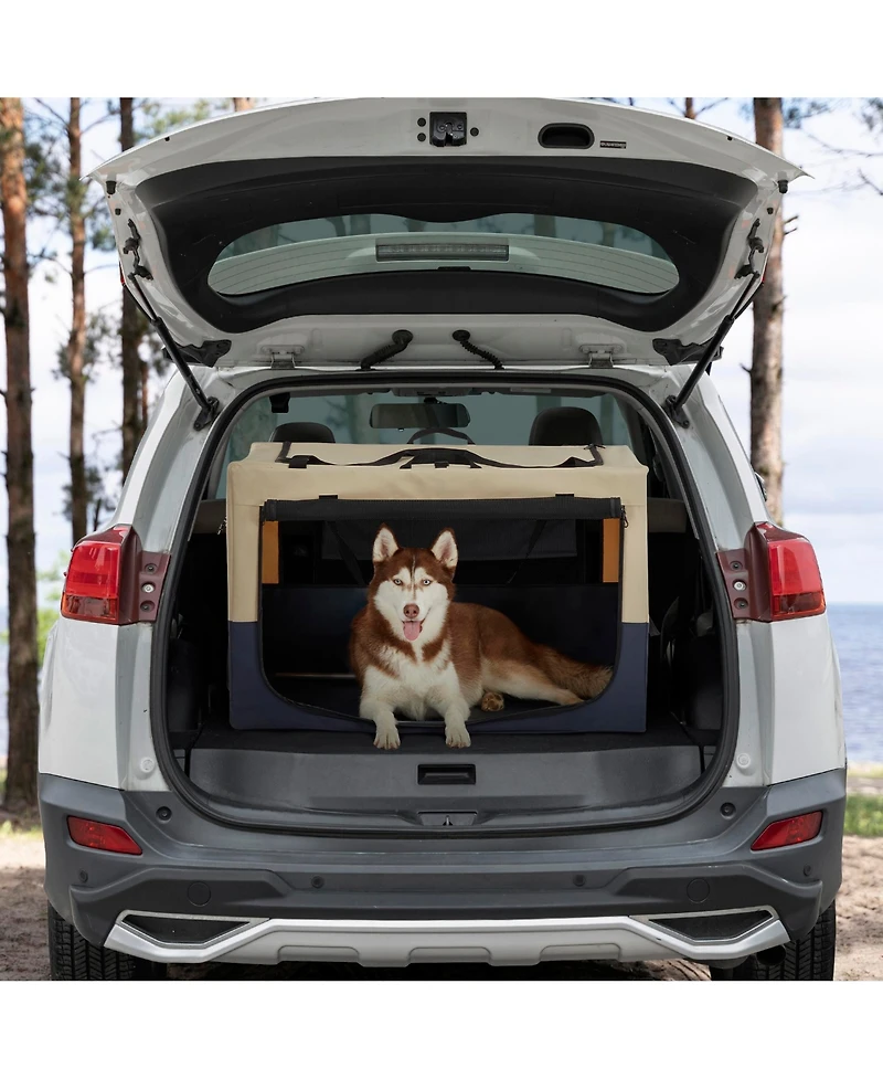 Streamdale Adjustable Dog Crate | Fabric Cover | Iron Pipe | 3-Door Travel Crate