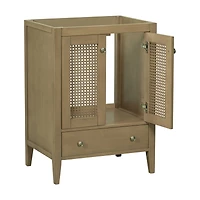 Simplie Fun 24" Bathroom Vanity without Sink, Base Only, Rattan Cabinet with Doors and Drawer, Solid Frame and Mdf Board, Natural