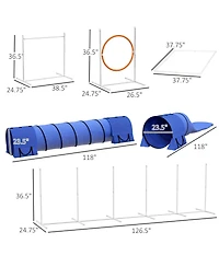 Streamdale Furniture 7 Piece Dog Agility Training Equipment, Dog Obstacle Course Starter Kit with Tunnels, Weave Poles, Adjustable Hurdles, Jumping Ri