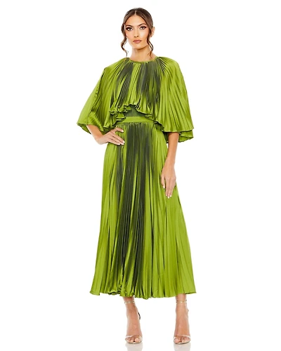 Mac Duggal Women's Pleated Caplet T-Length Gown Dress