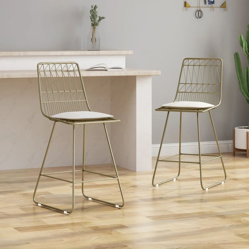 Streamdale Geometric Counter Stools with Waterproof Cushions