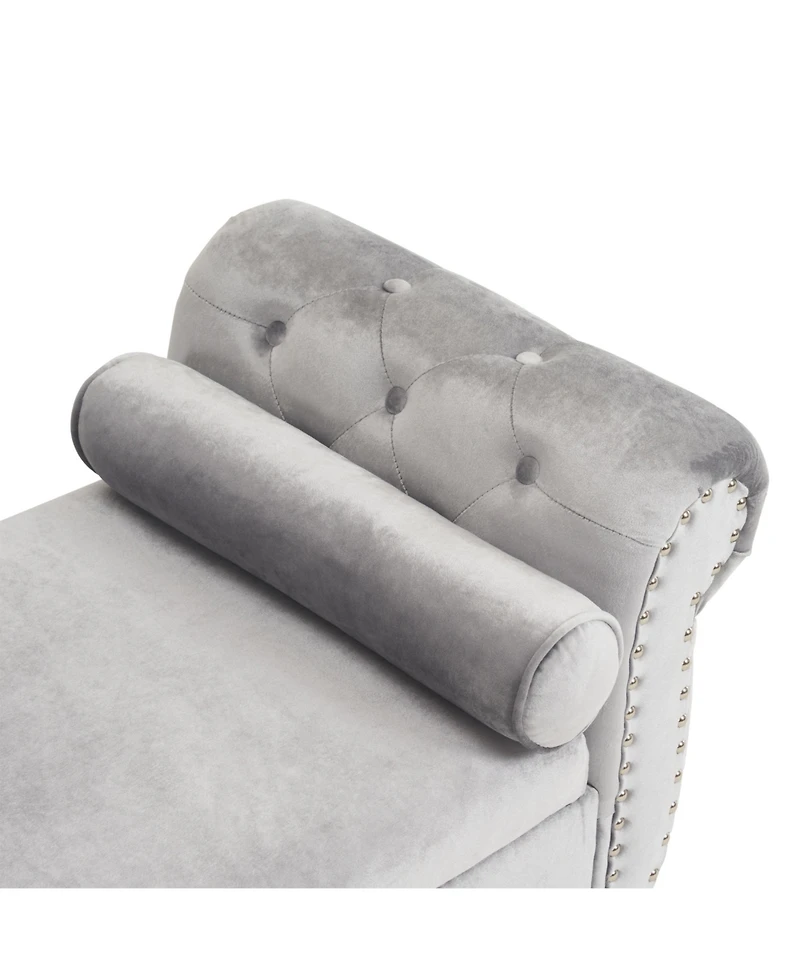 Streamdale Multifunctional Velvet Ottoman Bench with Pillow