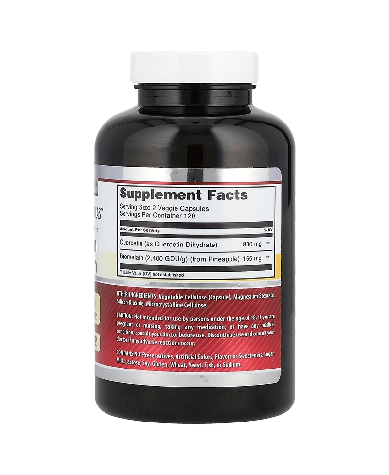 Amazing Nutrition Quercetin 800 Mg with Bromelain 165 Mg Veggie Capsules Supplement | Non-gmo