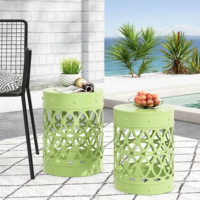 Streamdale Modern Metal End Table Set With Cut Iron Design (Set Of 2)