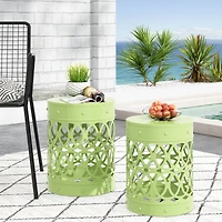 Streamdale Modern Metal End Table Set With Cut Iron Design (Set Of 2)