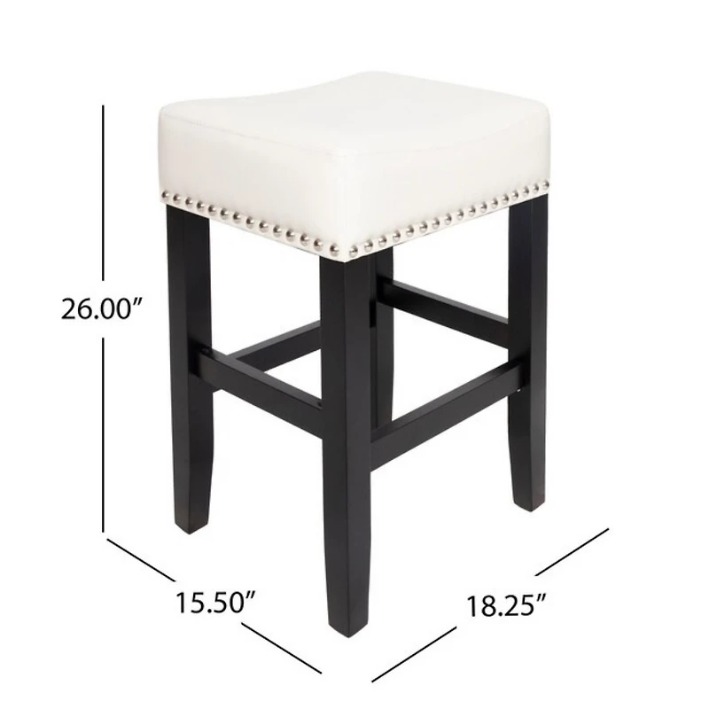 Streamdale Furniture 26-Inch Backless Ivory Leather Counter Stool (Set Of 2)
