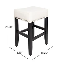 Streamdale Furniture 26-Inch Backless Ivory Leather Counter Stool (Set Of 2)