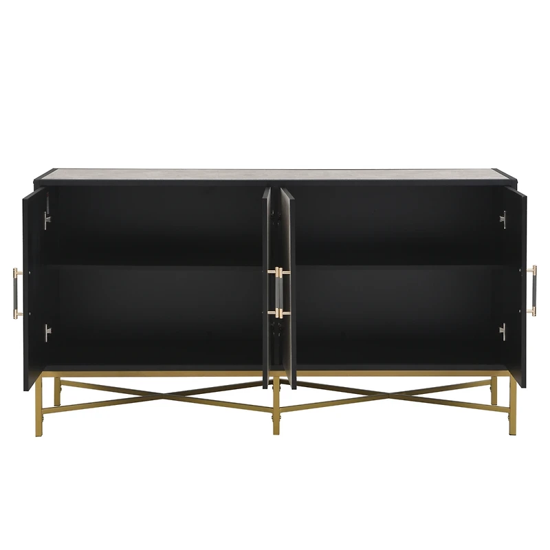 Streamdale Metal & Wood Sideboard with Cross-Leg Design