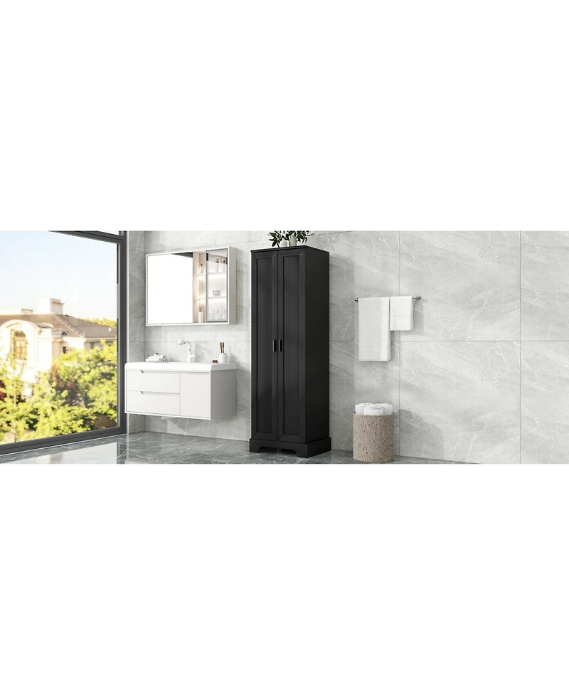 Storage Cabinet with Two Doors for Bathroom, Office, Adjustable Shelf, Mdf