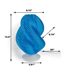 Jonathan Y Gema 13.5" Mid-Century Coastal Plant-Based Pla 3D Printed Dimmable Led Table Lamp, Clear Blue/White