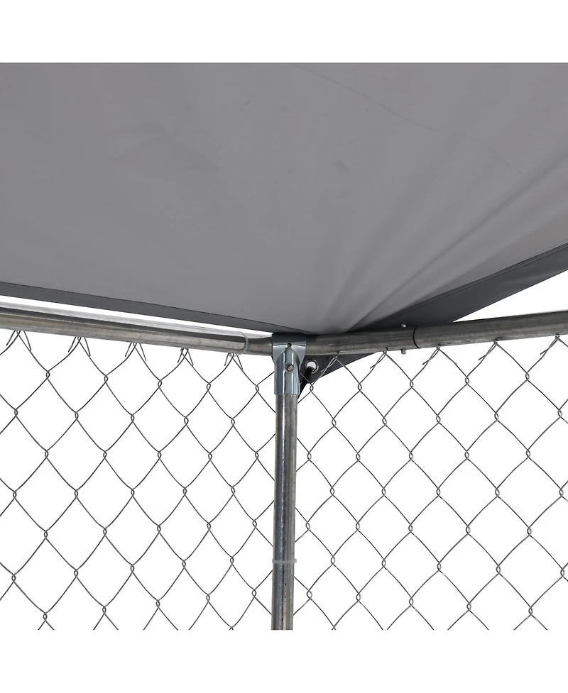Dog Kennel Outdoor with Waterproof Canopy 181" 181" 71.65"
