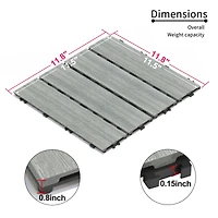 Streamdale Furniture Interlocking Wpc Patio Tiles, 11-Pack, Skygrey