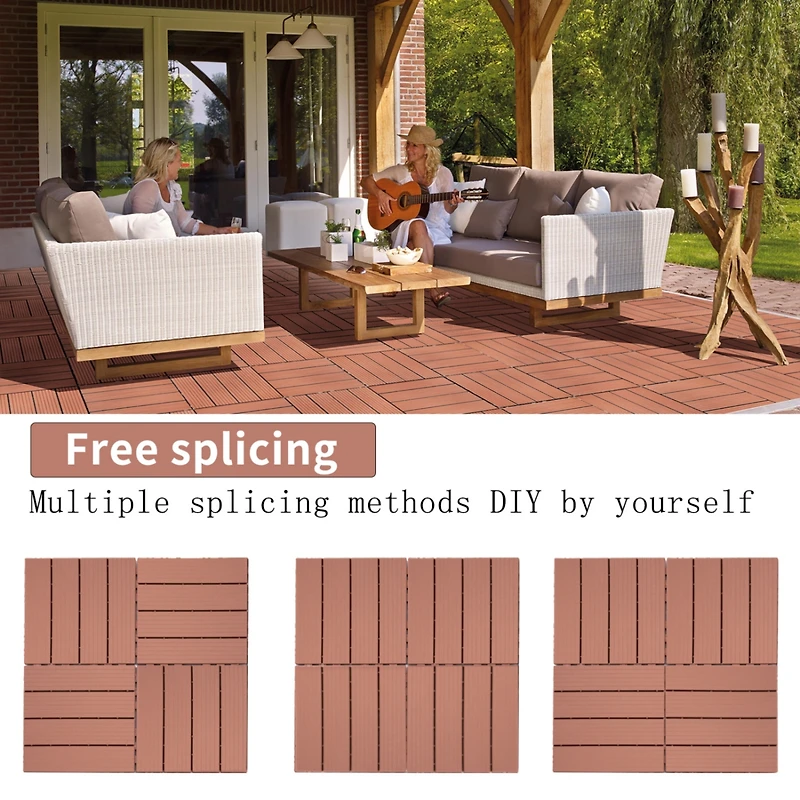 Streamdale Furniture Interlocking Deck Tiles, 11.8", 44-Pack, Waterproof Outdoor Flooring