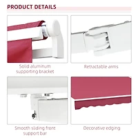 10' x 8' Retractable Awning, Patio Awnings, Sunshade Shelter w/ Manual Crank Handle, Uv & Water-Resistant Fabric and Aluminum Frame for Deck, Balcony,