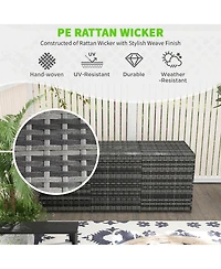 175 Gallon Outdoor Storage Box with Inner Liner, Pe Rattan Wicker Deck Box with Pneumatic Bar Lift for Indoor & Outdoor, Patio Furniture Cushions, Poo