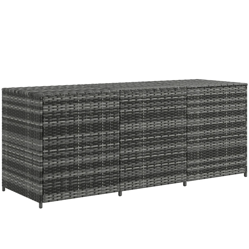 175 Gallon Outdoor Storage Box with Inner Liner, Pe Rattan Wicker Deck Box with Pneumatic Bar Lift for Indoor & Outdoor, Patio Furniture Cushions, Poo