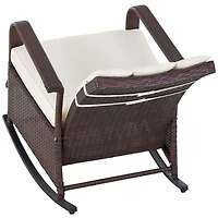 Streamdale Furniture Wicker Outdoor Rocking Chair, Patio Recliner with Adjustment Backrest, Pe Rattan Lounge Chair with Adjustable Footrest and Cushio