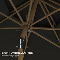 9' Patio Umbrella with Push Button Tilt and Crank, Double Top Ruffled Outdoor Market Table Umbrella with 8 Ribs, for Garden, Deck, Pool, Dark Gray