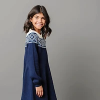 Hope & Henry Little Girls Organic Fair Isle Raglan Sweater Dress