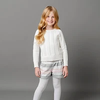 Hope & Henry Girls Organic Long Sleeve Raglan Cable Sweater