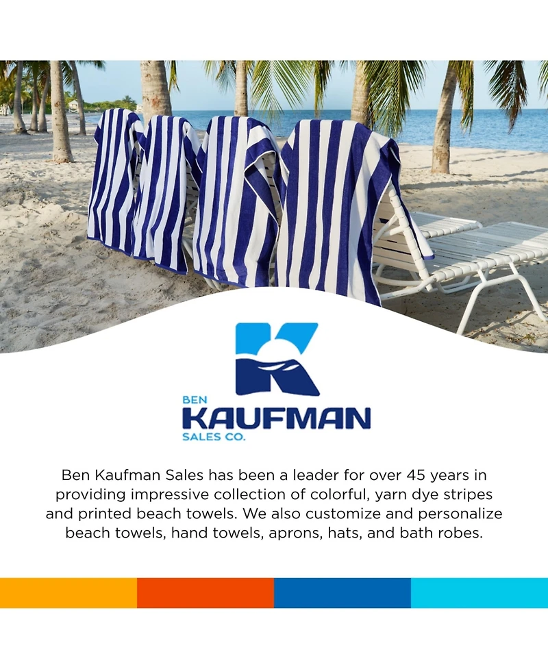Ben Kaufman Striped Towel - Absorbent, 100% Cotton Towels - Oversized Towels for Beach Essentials - Quick-Dry Swimming Towels