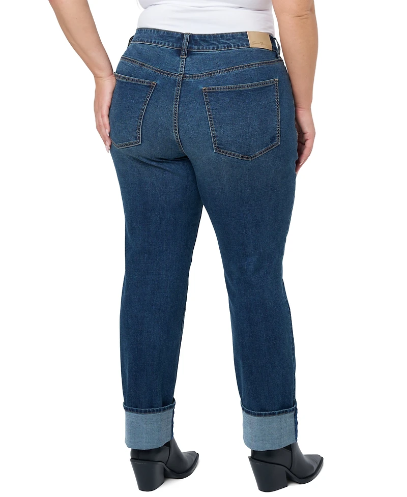 Seven7 Plus Mid Rise Straight Leg Jeans with High Cuff