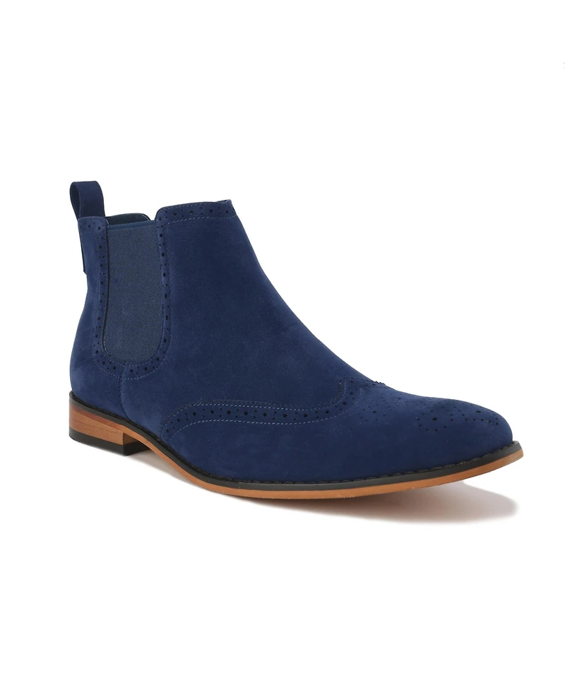 Gino Vitale Men's Slip On Wing Tip Chelsea Boots