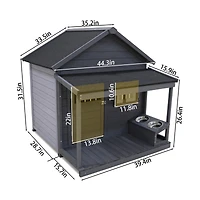 Streamdale Large Solid Wood Dog House with Terrace (44"x44"x44")