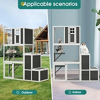 Streamdale 3-Tier Wooden Cat House with 4 Platforms, 2 Doors, and Jump Box
