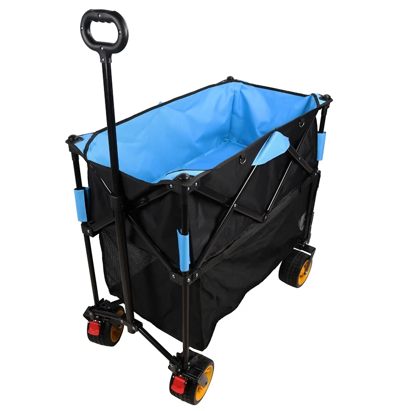 Streamdale Folding Wagon Cart for Garden, Shopping, Beach (Black+Blue