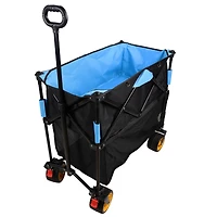 Streamdale Folding Wagon Cart for Garden, Shopping, Beach (Black+Blue