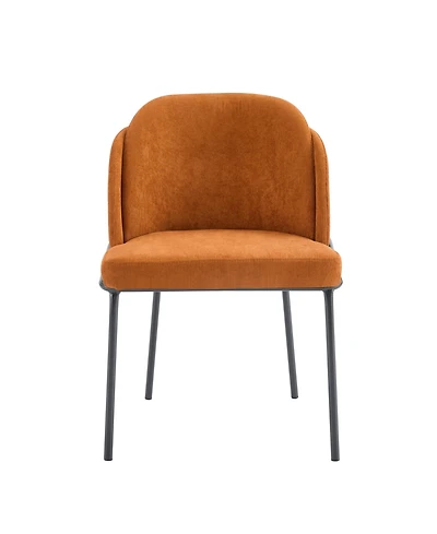 Simplie Fun Modern Dining Chairs Set of 2 with Curved High Back, Brown Fabric Seats, Black Iron Legs