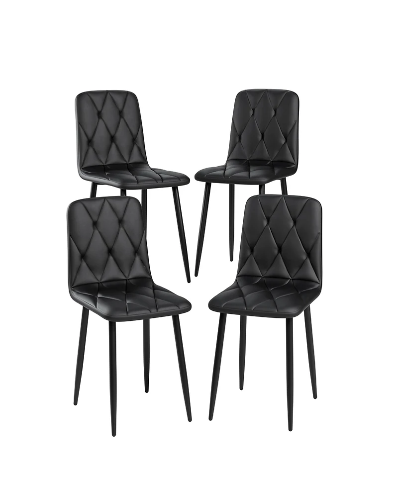 Streamdale Furniture Dining Chairs Set of 4, Modern Kitchen Dining Room Chairs, Pu Dining Chair Upholstered Cushion Seat and Sturdy Metal Legs