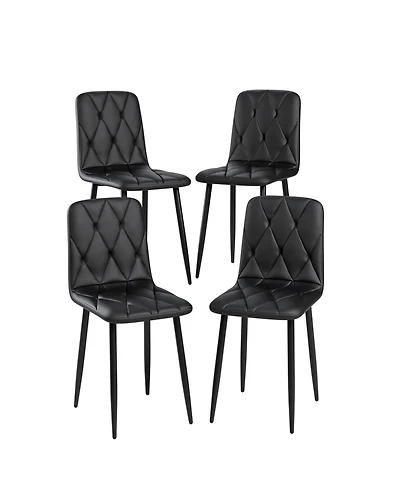 Streamdale Furniture Dining Chairs Set of 4, Modern Kitchen Dining Room Chairs, Pu Dining Chair Upholstered Cushion Seat and Sturdy Metal Legs