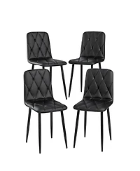 Streamdale Furniture Dining Chairs Set of 4, Modern Kitchen Dining Room Chairs, Pu Dining Chair Upholstered Cushion Seat and Sturdy Metal Legs
