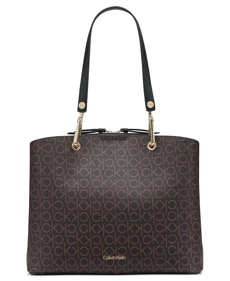 Calvin Klein Garnet Signature Triple Compartment Top Zipper Tote