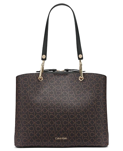 Calvin Klein Garnet Signature Triple Compartment Top Zipper Tote